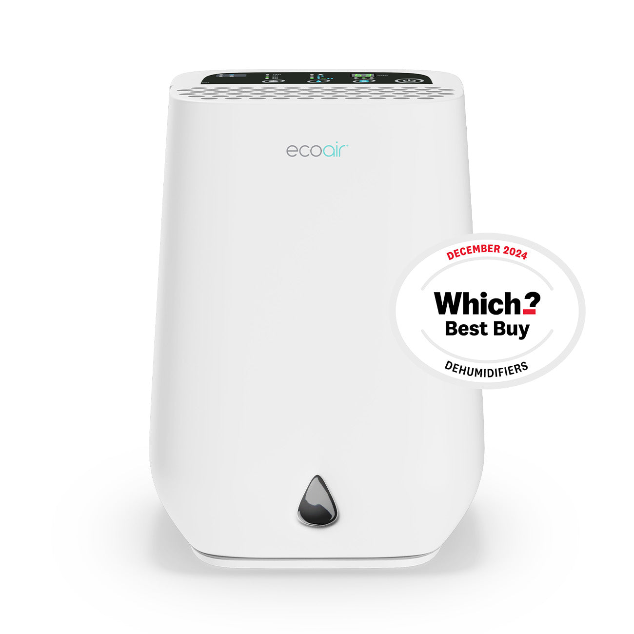 White dehumidifier with 'Which?' Best Buy badge on a white background