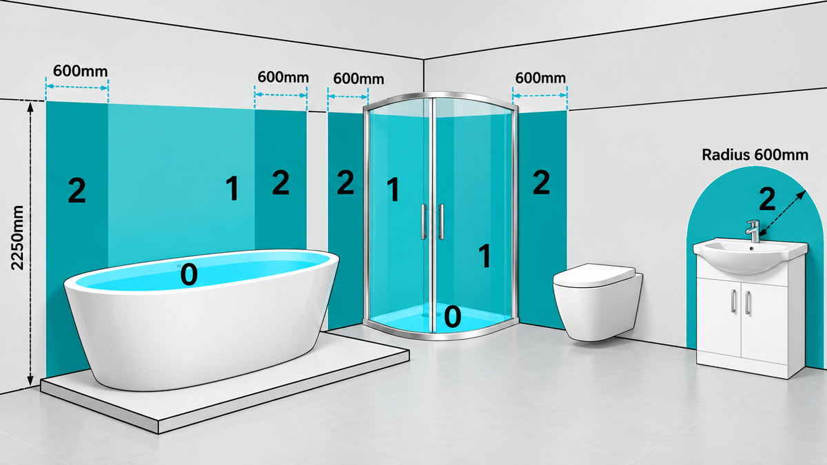 Bathroom electrical zones diagram